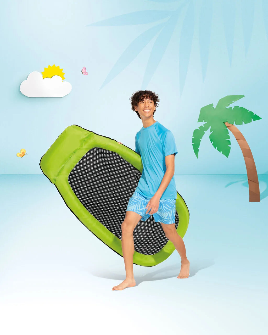 Intex Mesh Pool Lounge Float – Fabric-Wrapped Inflatable Ring with Cooling Mesh Center – Assorted Colors - Damoo