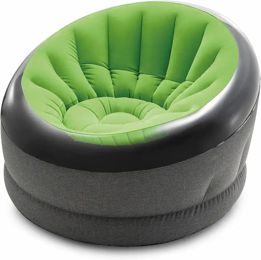 INTEX Modern Lime Green Inflatable Chair – Waterproof Blow-Up Lounge Seat with Glossy Finish, Solid Backrest, Armless Recliner for Indoor & Outdoor, 112×109×69cm - Damoo
