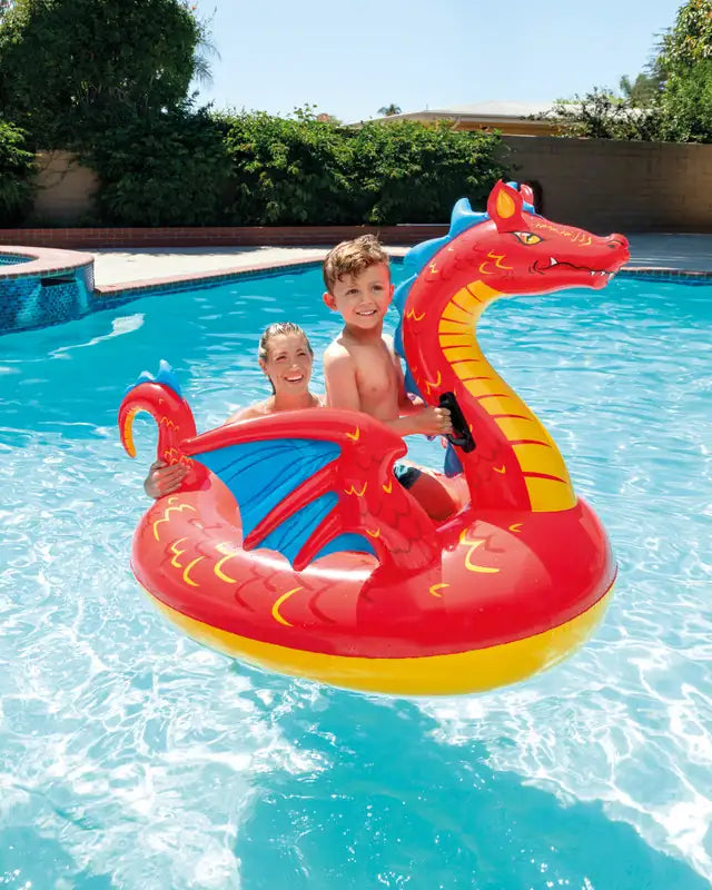 INTEX Mystical Dragon Ride-On Pool Float for Kids – Giant Inflatable Fantasy Water Toy with Handles & Dual Air Chambers, 198 x 173 cm, Durable Vinyl, For Pool, Lake or Beach Fun - Damoo