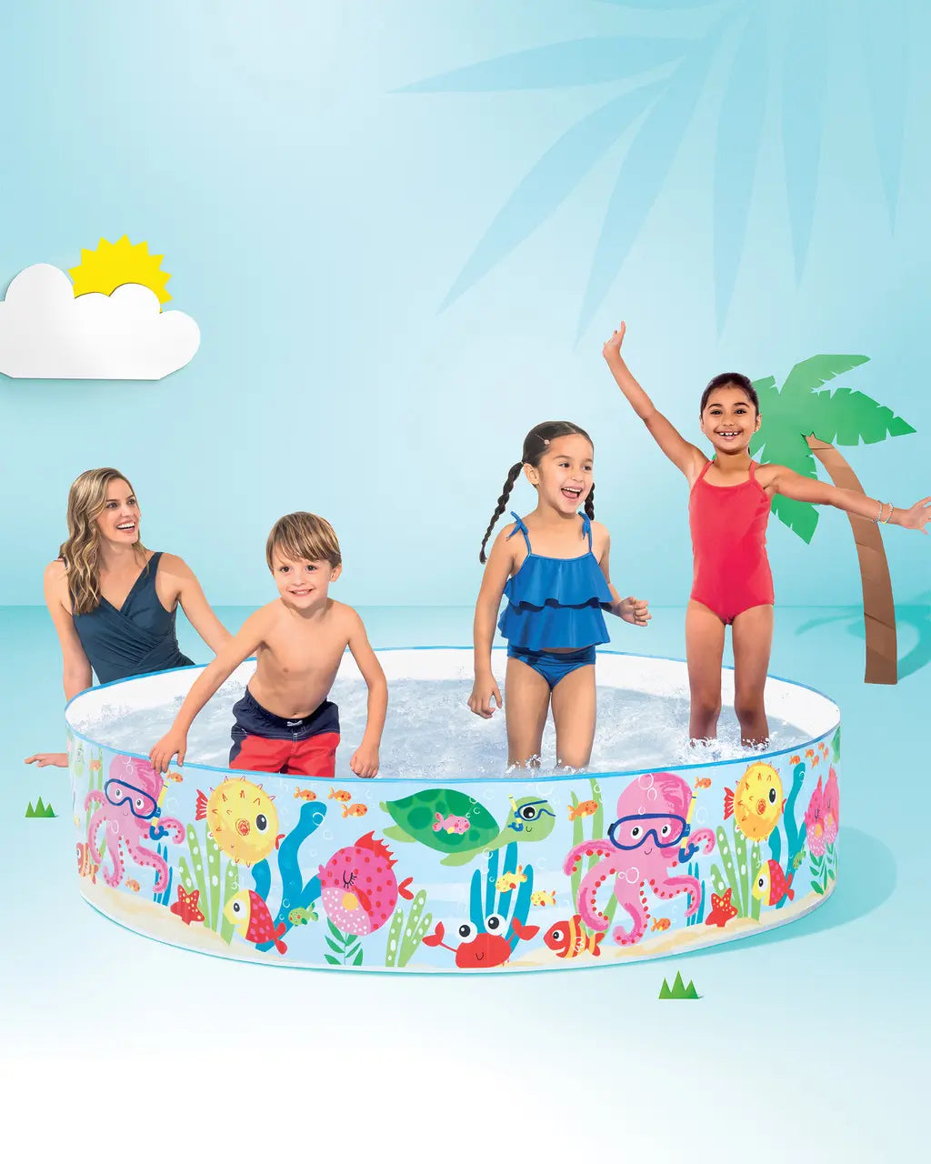 Intex Ocean Play Snapset Kiddie Pool – 183cm Round Pool with 958L Capacity, Easy Setup, Ages 3+ - Damoo