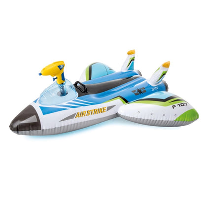 Intex Plane Ride-On Inflatable Pool Float with Built-In Water Gun – Airplane Pool Rider for Kids Ages 3+ – 117 cm Vinyl Float in Red or Blue - Damoo