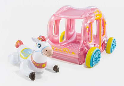 INTEX Princess Carriage Inflatable Play Centre for Kids – Fairy Tale Coach with Horse, Indoor & Outdoor Use, 145 x 135 x 104 cm, for Ages 3+, Holds 2 Children (Up to 100 kg) - Damoo