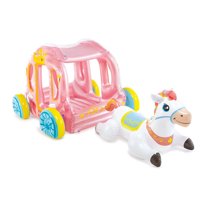 INTEX Princess Carriage Inflatable Play Centre for Kids – Fairy Tale Coach with Horse, Indoor & Outdoor Use, 145 x 135 x 104 cm, for Ages 3+, Holds 2 Children (Up to 100 kg) - Damoo