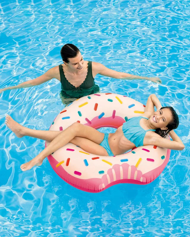 Intex Rainbow Donut Inflatable Pool Tube – Sweet Colorful Swim Ring Float for Teens & Adults – 114 cm Diameter for Ages 9+ - Damoo