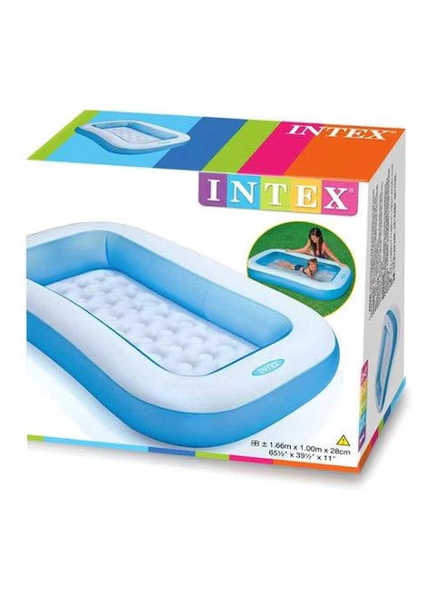 Intex Rectangle Baby Pool – 166 x 100 x 25 cm Inflatable Kiddie Pool for Toddlers Ages 2+ – Compact Backyard Splash Pool for Summer Fun - Damoo