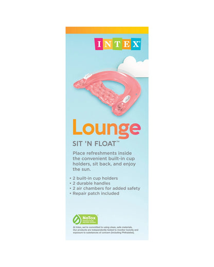 Intex Sit 'N Float Inflatable Pool Lounger – Backrest & Cup Holders – Relaxing Seat-Style Float for Adults – Assorted Colors - Damoo
