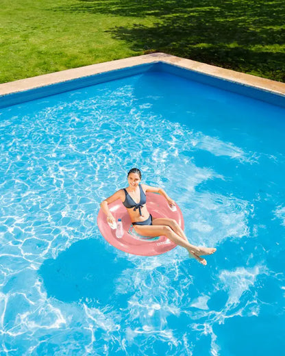 Intex Sit 'N Lounge™ Inflatable Pool Float – 47" Round Float with Cup Holder, Handles & Repair Patch – Pink or Blue - Damoo