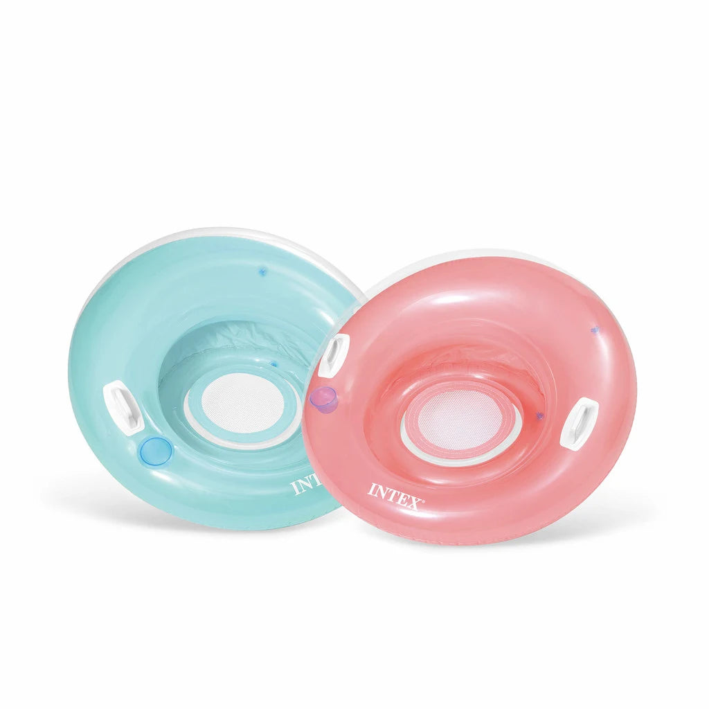 Intex Sit 'N Lounge™ Inflatable Pool Float – 47" Round Float with Cup Holder, Handles & Repair Patch – Pink or Blue - Damoo