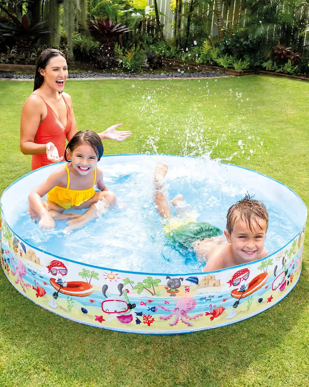 Intex Snapset® Fun at the Beach Kiddie Pool – 152cm Easy-Setup Pool for Kids, 443L Capacity, Lightweight & Durable, Ages 3+ - Damoo