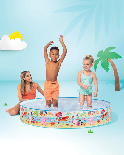 Intex Snapset® Fun at the Beach Kiddie Pool – 152cm Easy-Setup Pool for Kids, 443L Capacity, Lightweight & Durable, Ages 3+ - Damoo