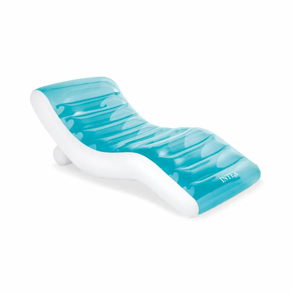 Intex Splash Lounge Inflatable Pool Float – Teal & White Lounge Chair with Backrest, Cup Holder & Handles, 191 x 99 cm, Stylish Adult Float with 100 kg Weight Capacity - Damoo