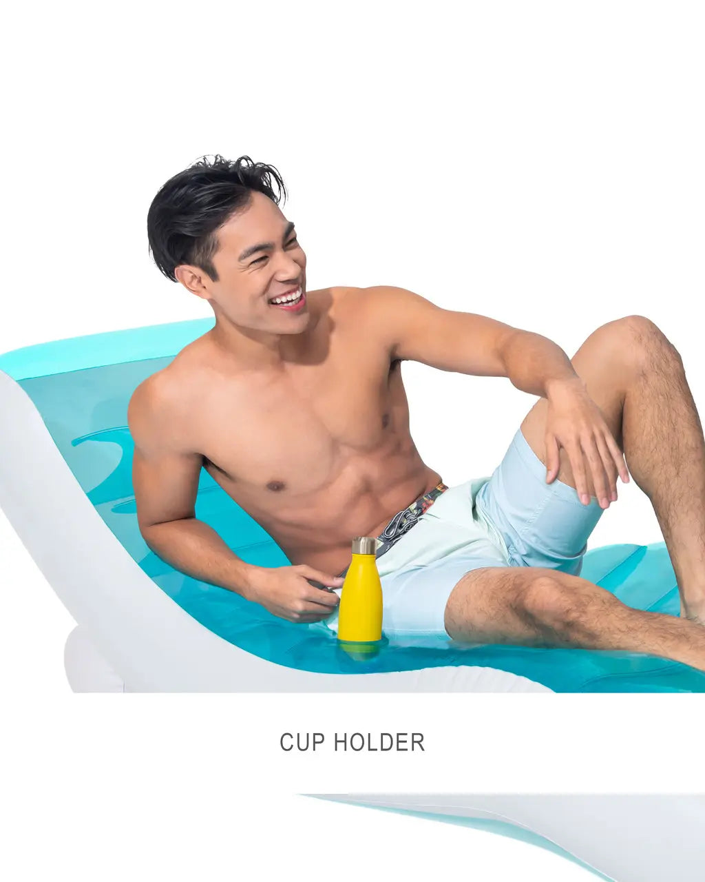 Intex Splash Lounge Inflatable Pool Float – Teal & White Lounge Chair with Backrest, Cup Holder & Handles, 191 x 99 cm, Stylish Adult Float with 100 kg Weight Capacity - Damoo