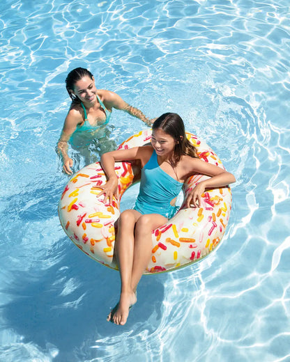 Intex Sprinkle Donut Heart Inflatable Pool Tube – Colorful Summer Float Ring | With Repair Patch | Fun Donut Design | Age 9+ - Damoo