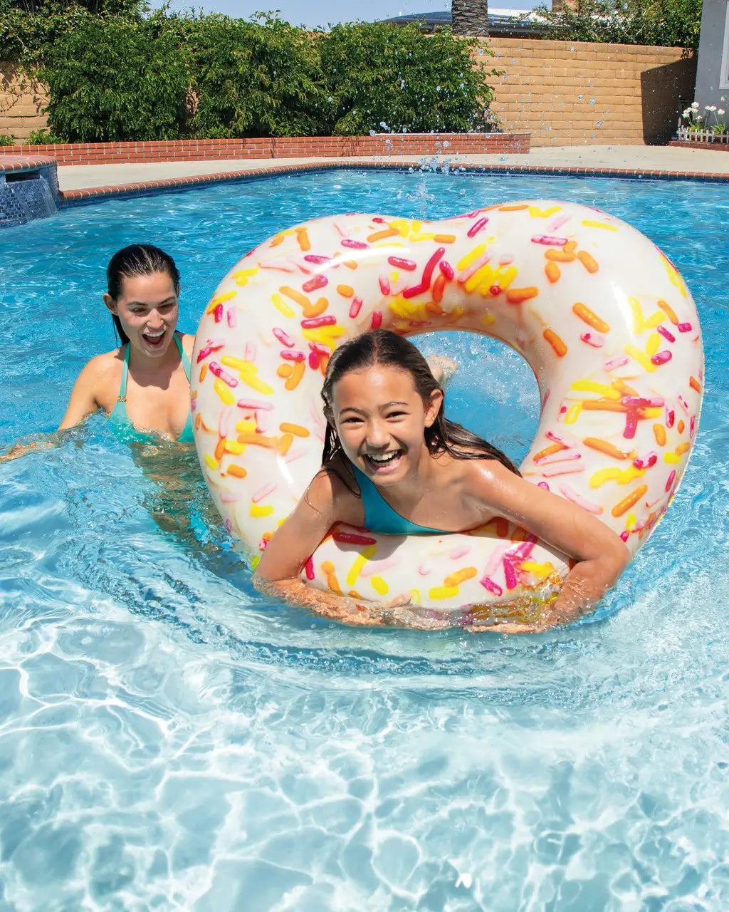Intex Sprinkle Donut Heart Inflatable Pool Tube – Colorful Summer Float Ring | With Repair Patch | Fun Donut Design | Age 9+ - Damoo