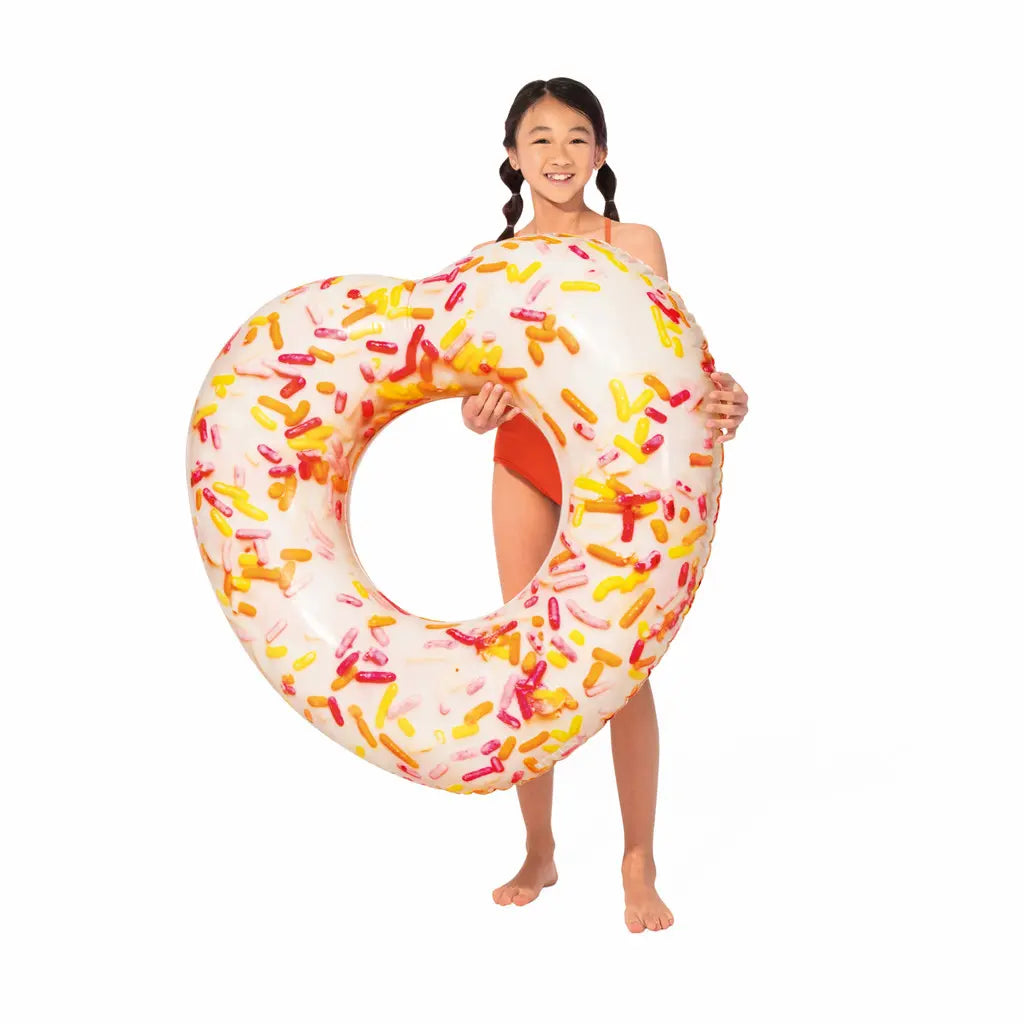 Intex Sprinkle Donut Heart Inflatable Pool Tube – Colorful Summer Float Ring | With Repair Patch | Fun Donut Design | Age 9+ - Damoo