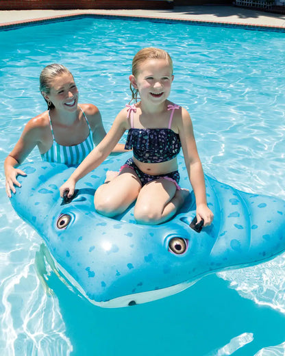Intex Stingray Ride-On Inflatable Pool Float for Kids – Majestic Sea Animal Design with Safety Handles & Repair Patch – Approx. 150 x 117 cm, Ages 3+ - Damoo