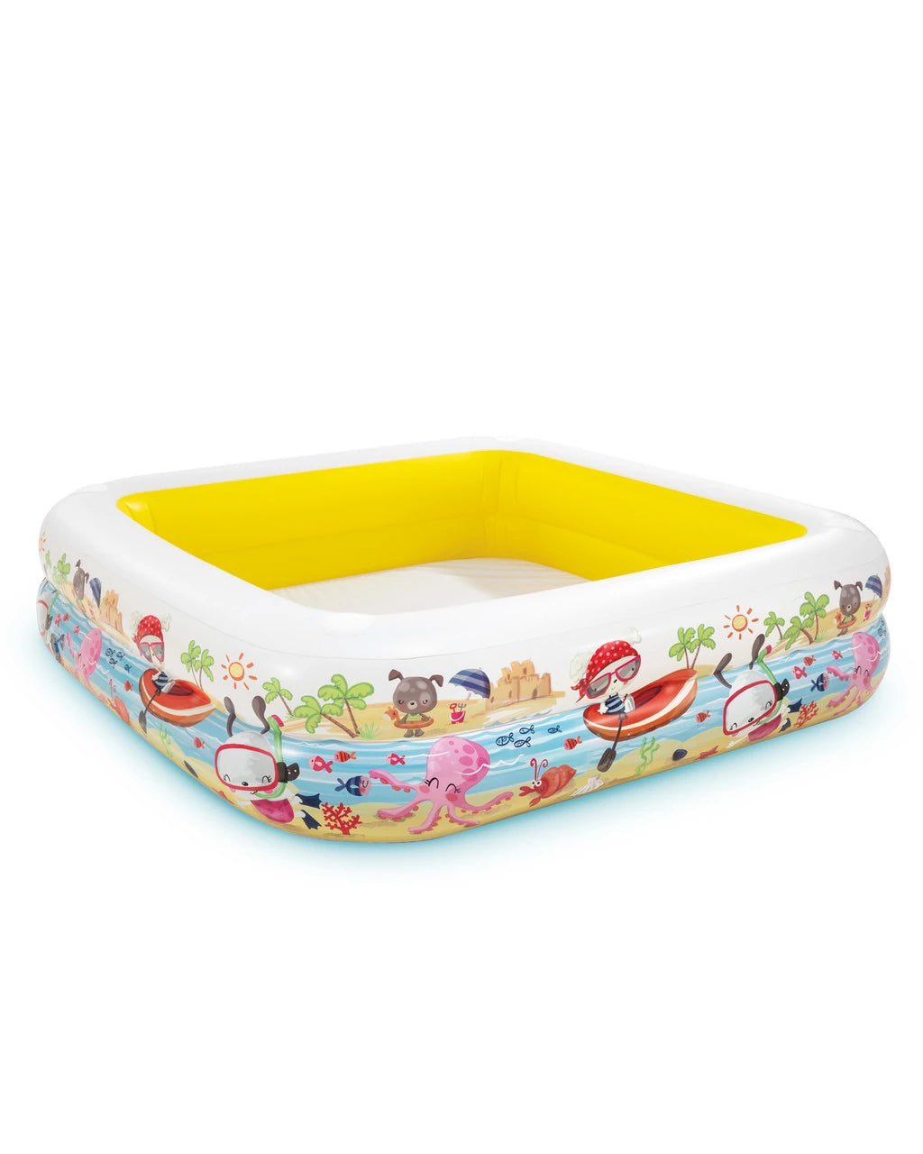 Intex Sun Shade Inflatable Kiddie Pool – 157 x 157 x 122 cm Shaded Splash Pool for Kids Ages 2+ – Removable Canopy & Ocean Theme Design - Damoo