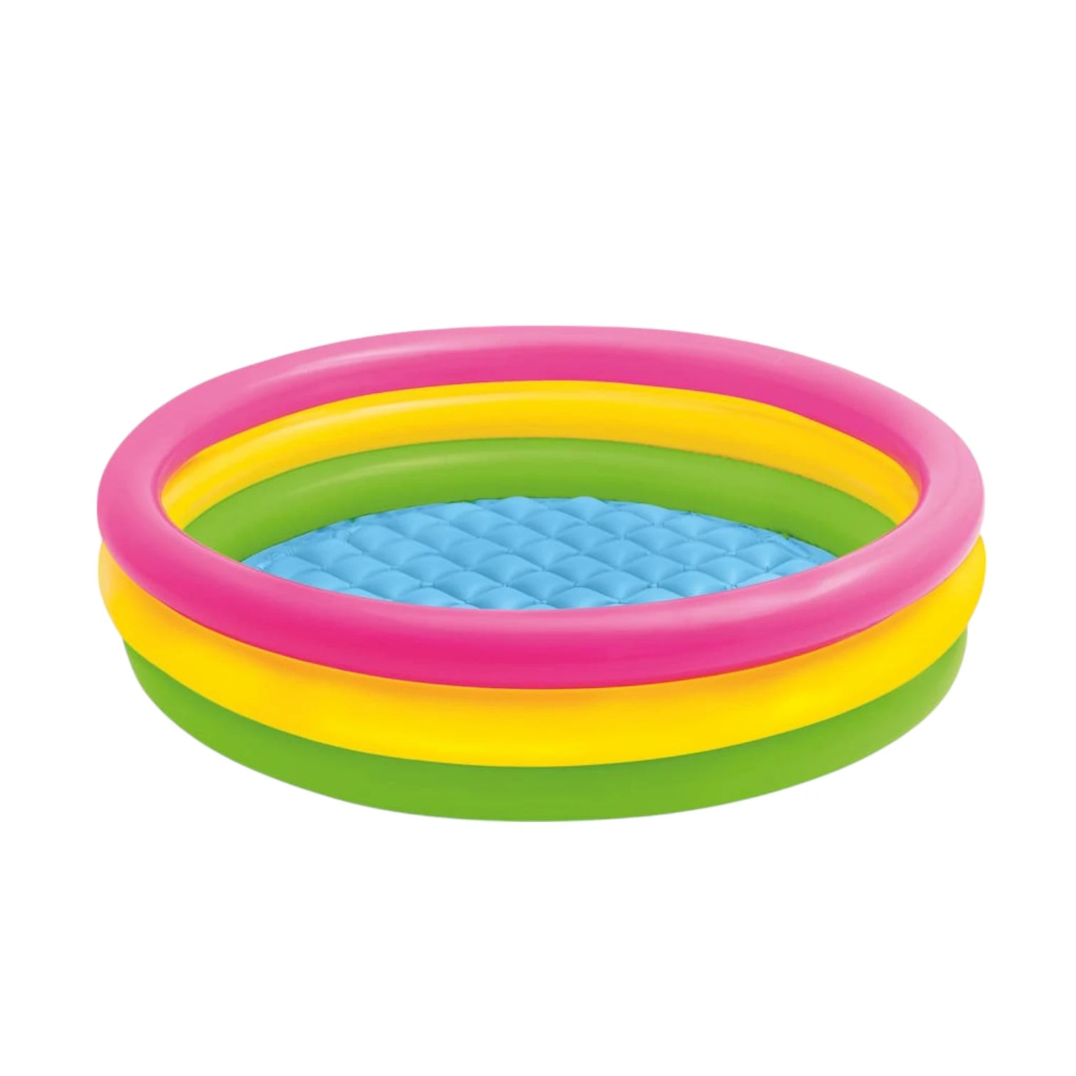 INTEX Sunset Glow Inflatable Kiddie Pool – 114 x 25 cm, Soft Floor, Colorful 3-Ring Baby Pool - Damoo
