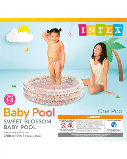 INTEX Sweet Blossom Baby Pool – Inflatable Kiddie Pool with Soft Floor (56L Capacity) - Damoo
