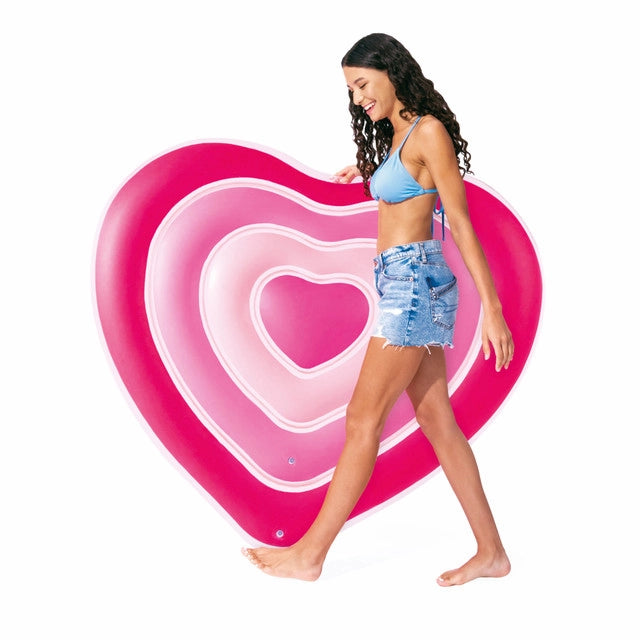 Intex Sweetheart Heart-Shaped Inflatable Pool Float for Adults – Romantic Pink Design with Dual Air Chambers & Repair Patch – Approx. 160 x 142 cm - Damoo