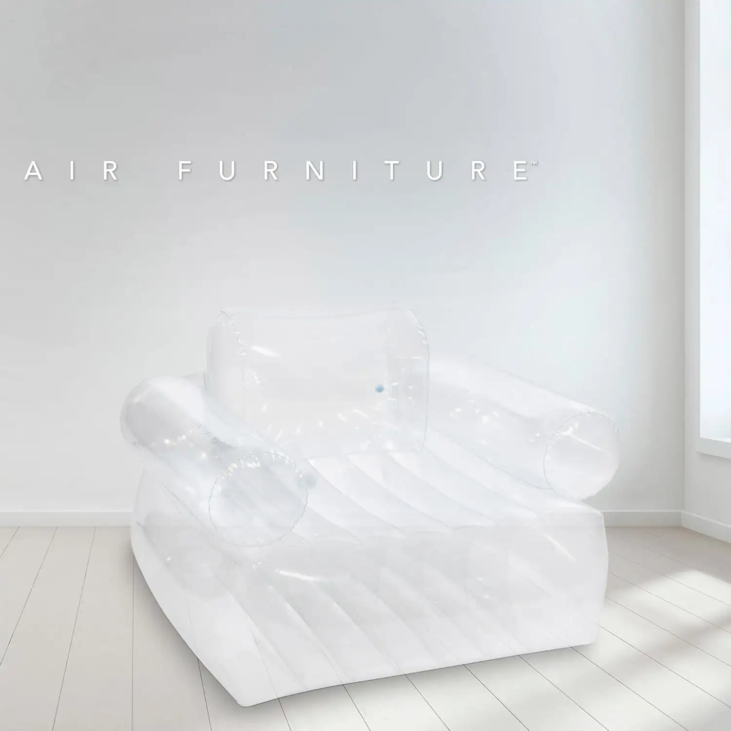 INTEX Transparent Inflatable Armchair – Air Lounge Chair with Armrests, Durable PVC Build, Compact & Portable, 109×107×79cm - Damoo