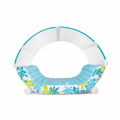 INTEX Tropical Canopy Inflatable Lounge Float – Removable Sunshade, Cup Holders, Extra Thick Vinyl & Rope Handles, 224 x 150 x 163 cm, 200 kg Capacity, For Adults - Damoo