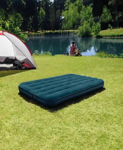 INTEX Twin Dura-Beam Air Mattress – Midnight Green | Inflatable Camping Bed with Velvet Top, Puncture-Resistant PVC, 191x97x25cm - Damoo