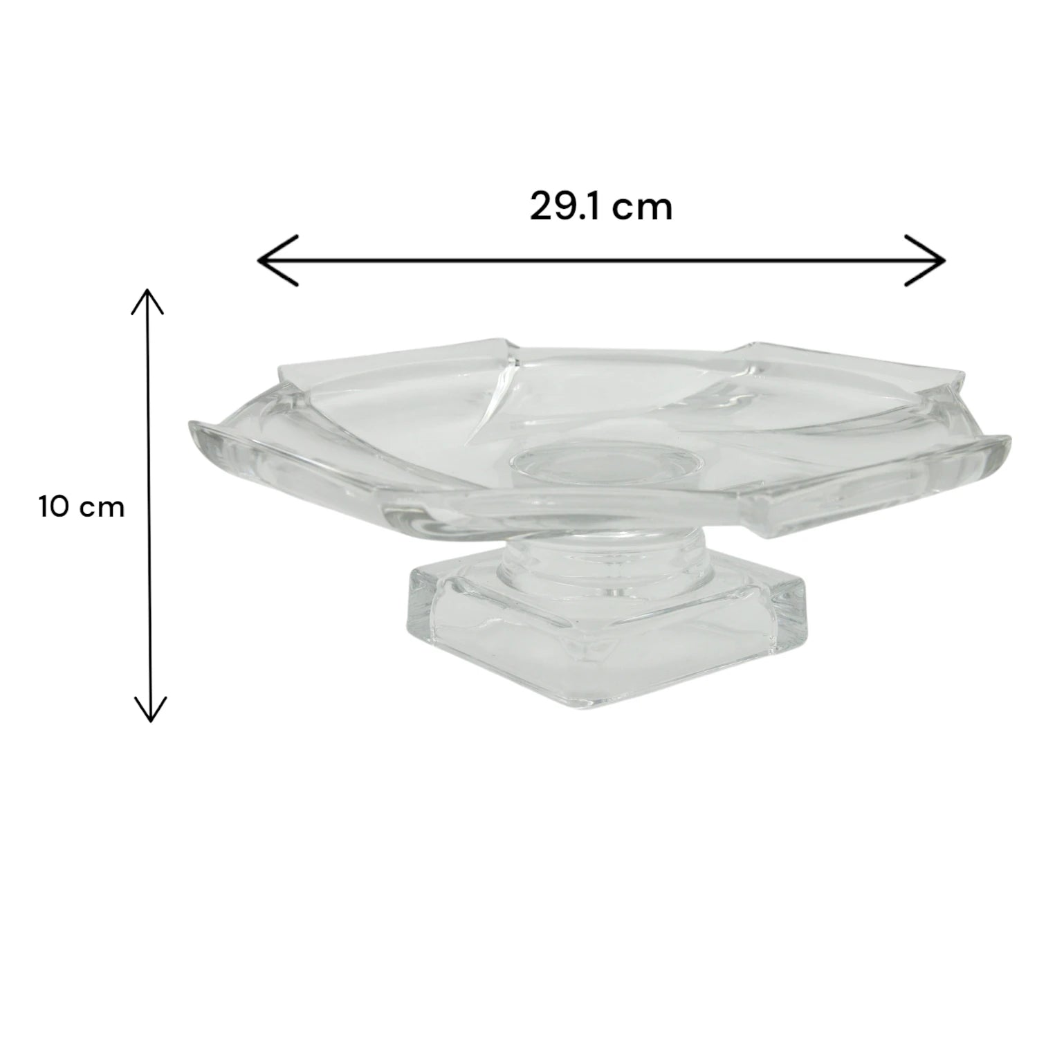 Isfahan 193 Embossed Glass Square Serving Plate on Foot – Large 29.1 cm - Elegant Clear Glass Dish for Events, Home & Gifting - Damoo