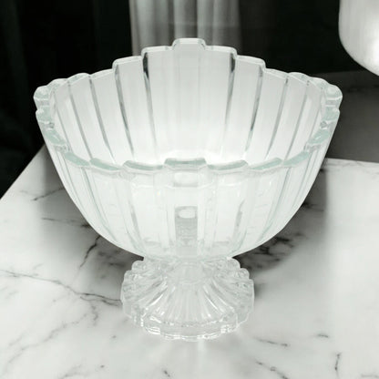 Isfahan Berlin Footed Glass Bowl 982 – Large Tempered Glass Decorative Serving Bowl -Glass bowl for Fruit, Salad & Snacks - Damoo