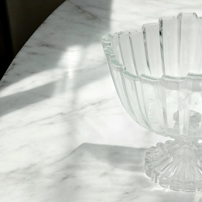 Isfahan Berlin Footed Glass Bowl 982 – Large Tempered Glass Decorative Serving Bowl -Glass bowl for Fruit, Salad & Snacks - Damoo