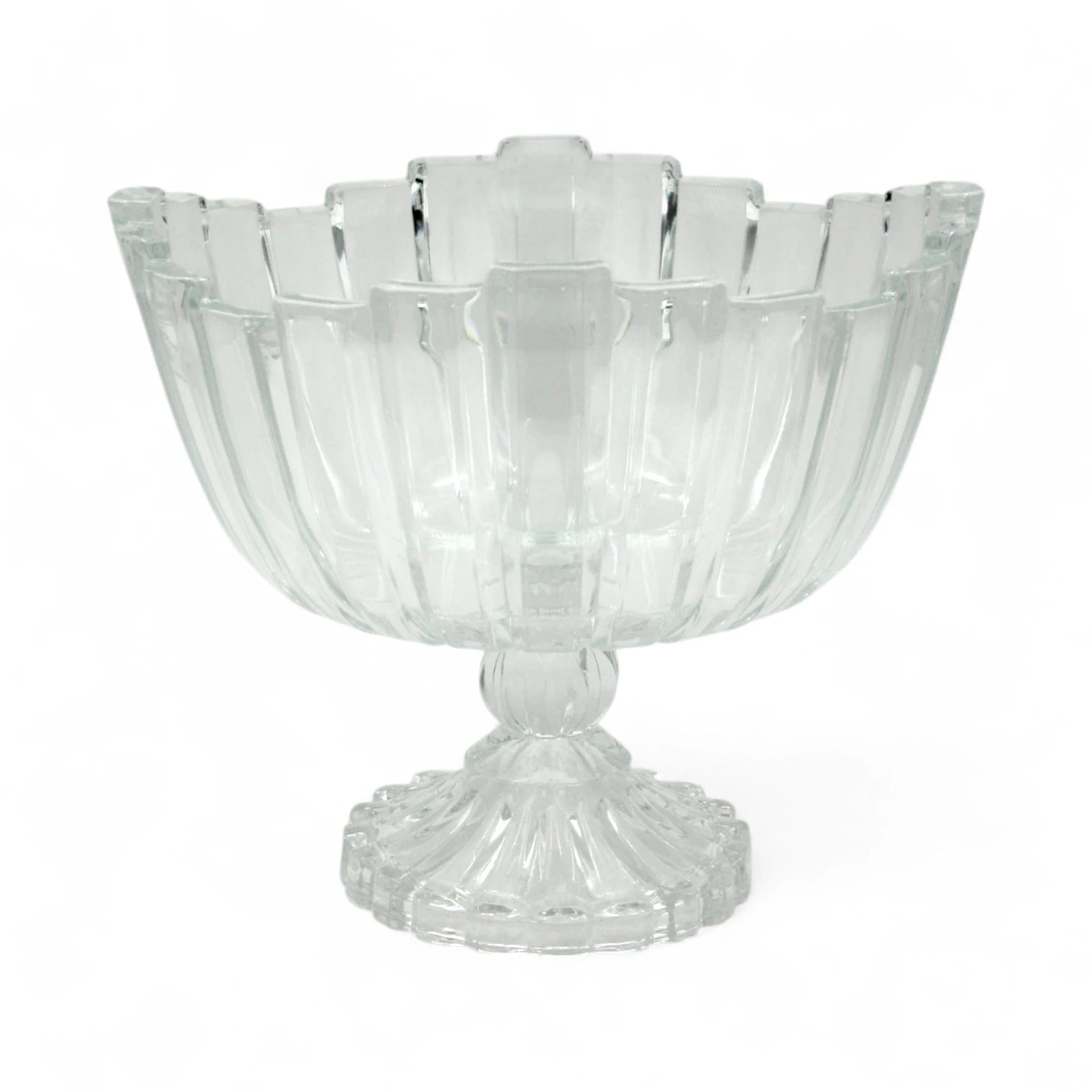 Isfahan Berlin Footed Glass Bowl 982 – Large Tempered Glass Decorative Serving Bowl -Glass bowl for Fruit, Salad & Snacks - Damoo