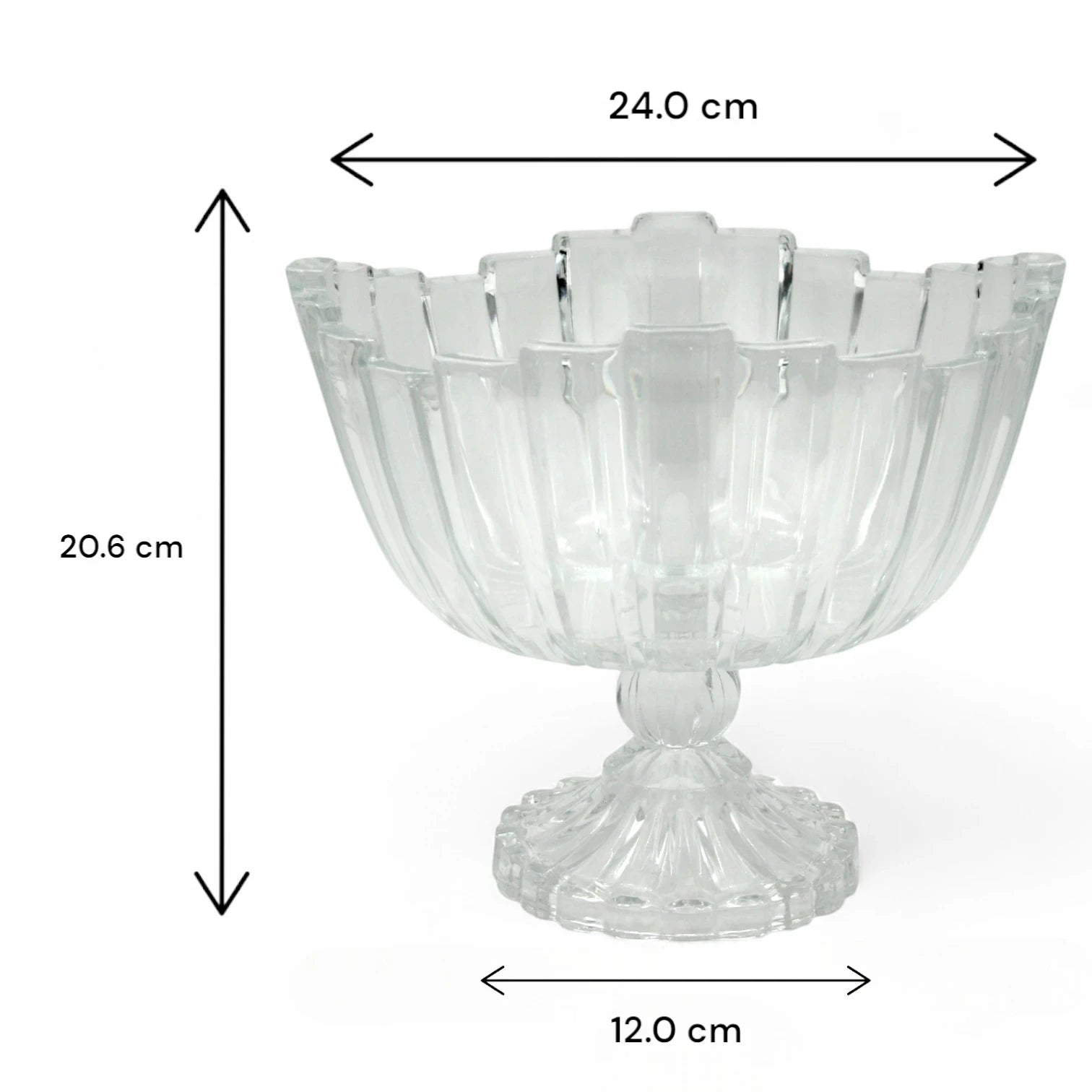 Isfahan Berlin Footed Glass Bowl 982 – Large Tempered Glass Decorative Serving Bowl -Glass bowl for Fruit, Salad & Snacks - Damoo