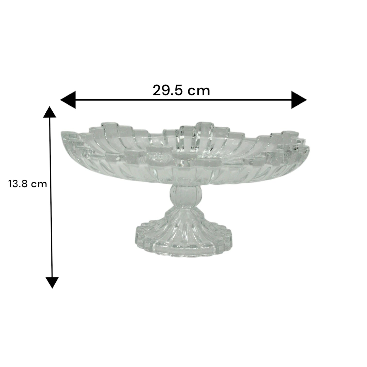 Isfahan Glass Elevated Fruit & Vegetable Serving Bowl – Product No. 882 | Clear Glass Pedestal Dish for Elegant Food Presentation | Ideal for Fruits, Salads, Desserts & More - Damoo