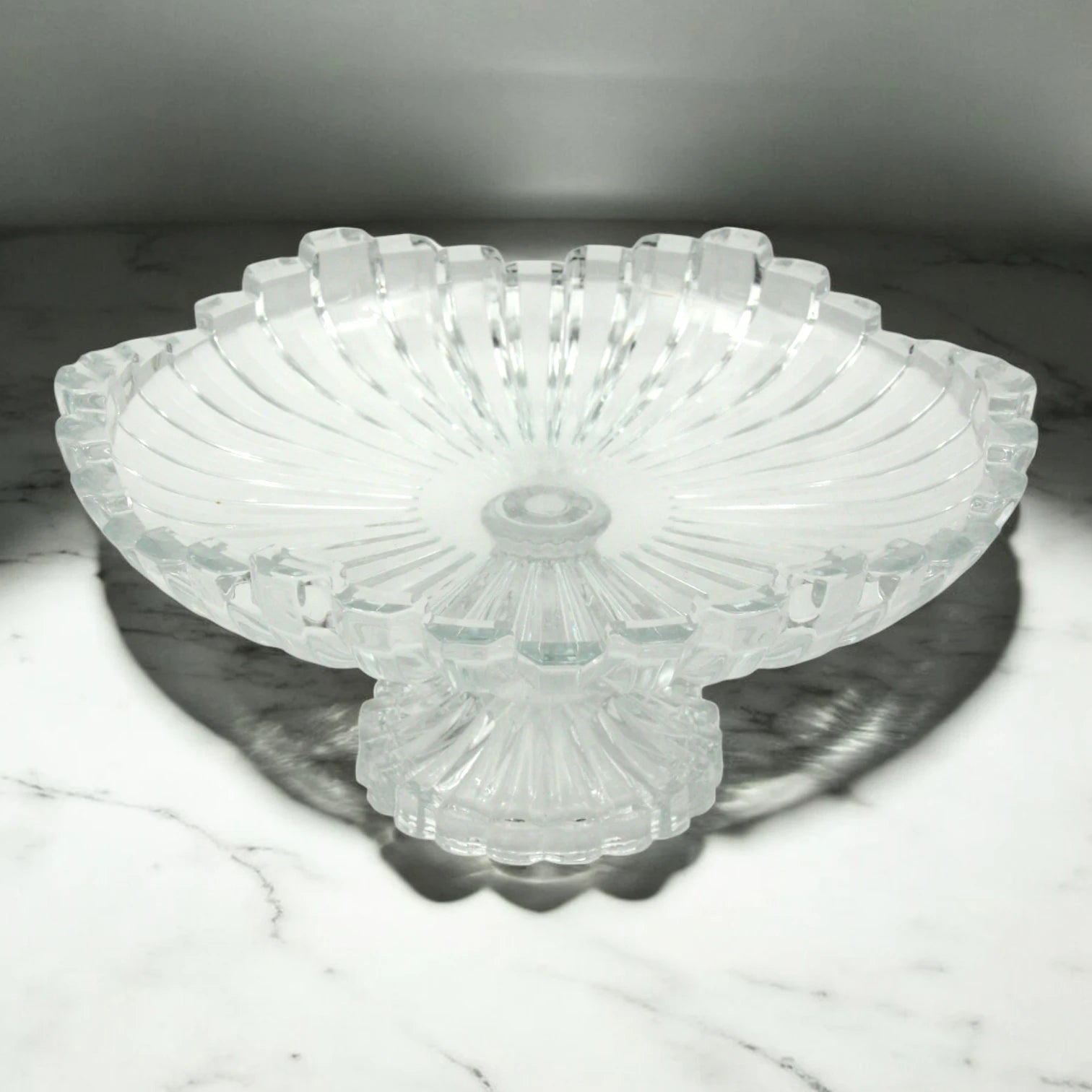 Isfahan Glass Elevated Fruit & Vegetable Serving Bowl – Product No. 882 | Clear Glass Pedestal Dish for Elegant Food Presentation | Ideal for Fruits, Salads, Desserts & More - Damoo