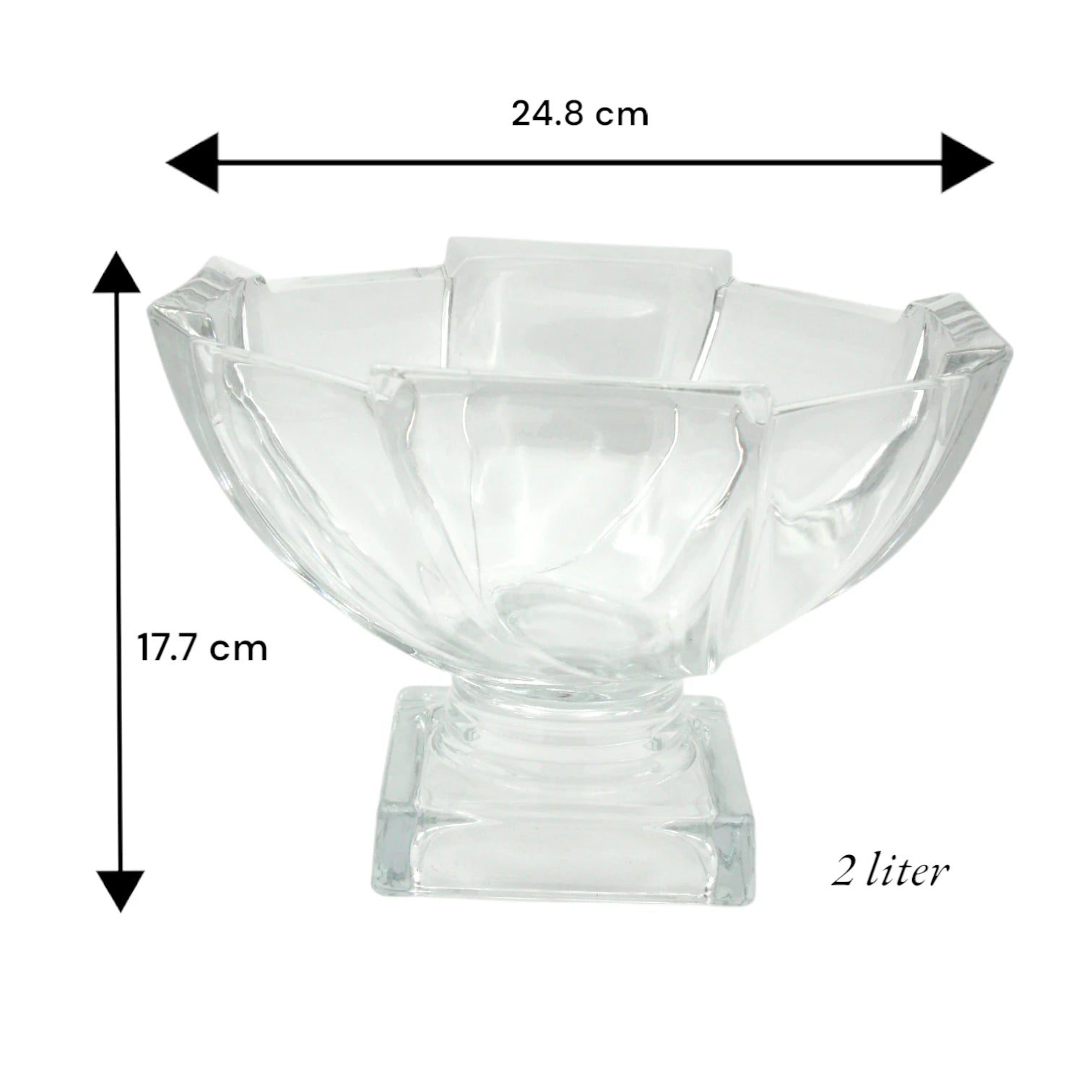 Isfahan Square Large Bowl on Foot – 2 L | Elegant Pedestal Serving Bowl |  Premium Display Bowl for Fruit, Salad & Snacks | 191 - Damoo