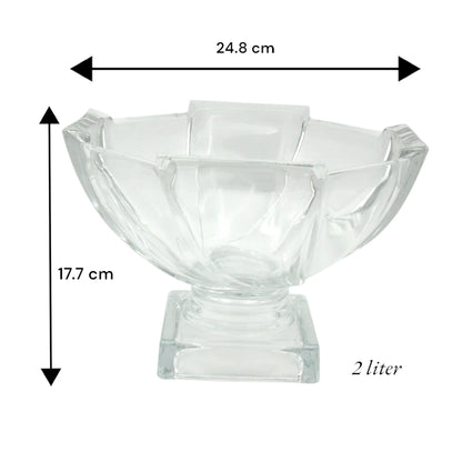 Isfahan Square Large Bowl on Foot – 2 L | Elegant Pedestal Serving Bowl |  Premium Display Bowl for Fruit, Salad & Snacks | 191 - Damoo
