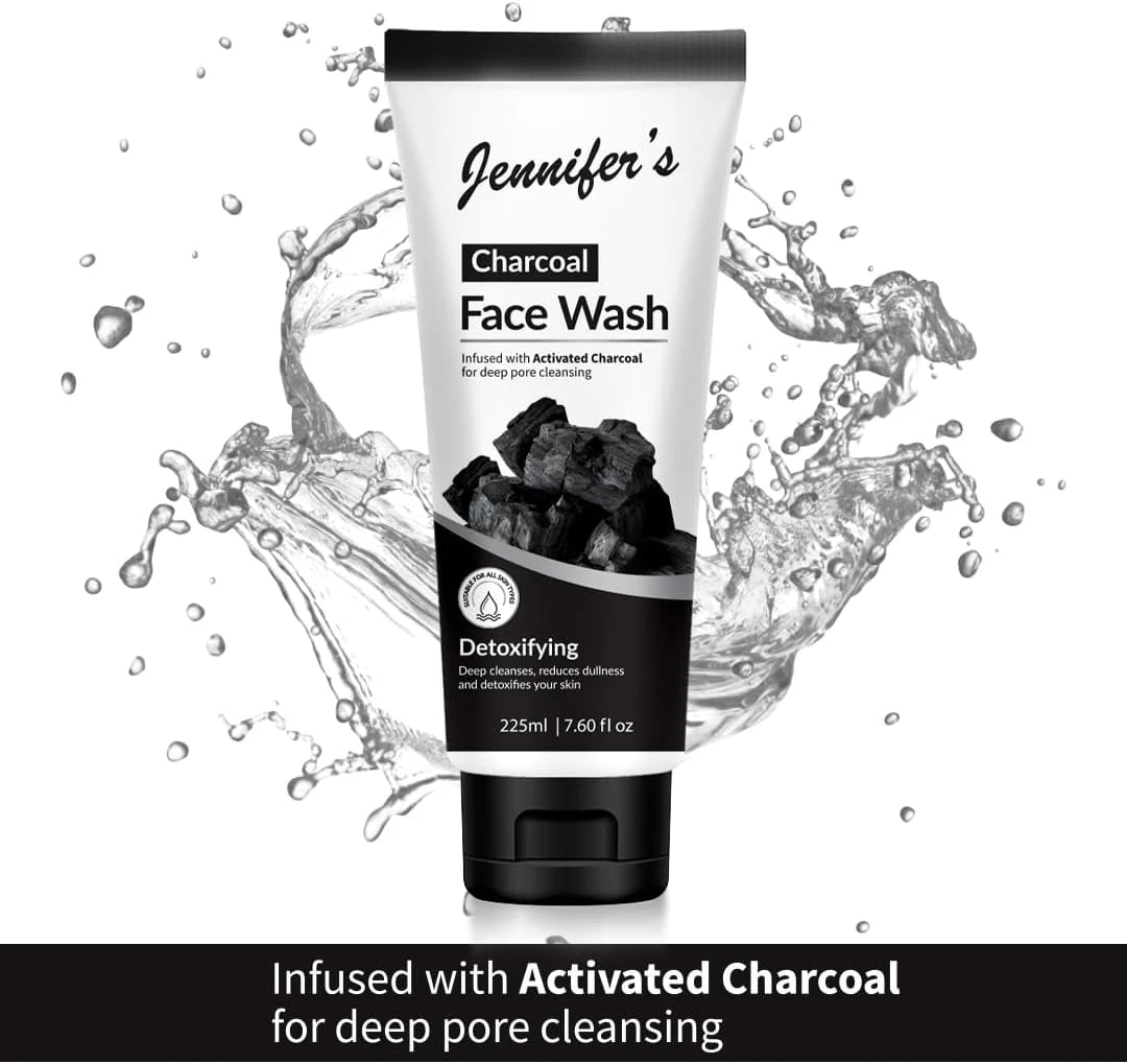 Jennifer’s Activated Charcoal Face Wash – 225ML | Deep Cleansing & Detoxifying Cleanser for Clearer, Radiant Skin | For All Skin Types - Damoo