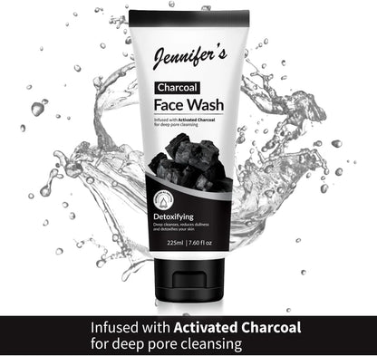 Jennifer’s Activated Charcoal Face Wash – 225ML | Deep Cleansing & Detoxifying Cleanser for Clearer, Radiant Skin | For All Skin Types - Damoo