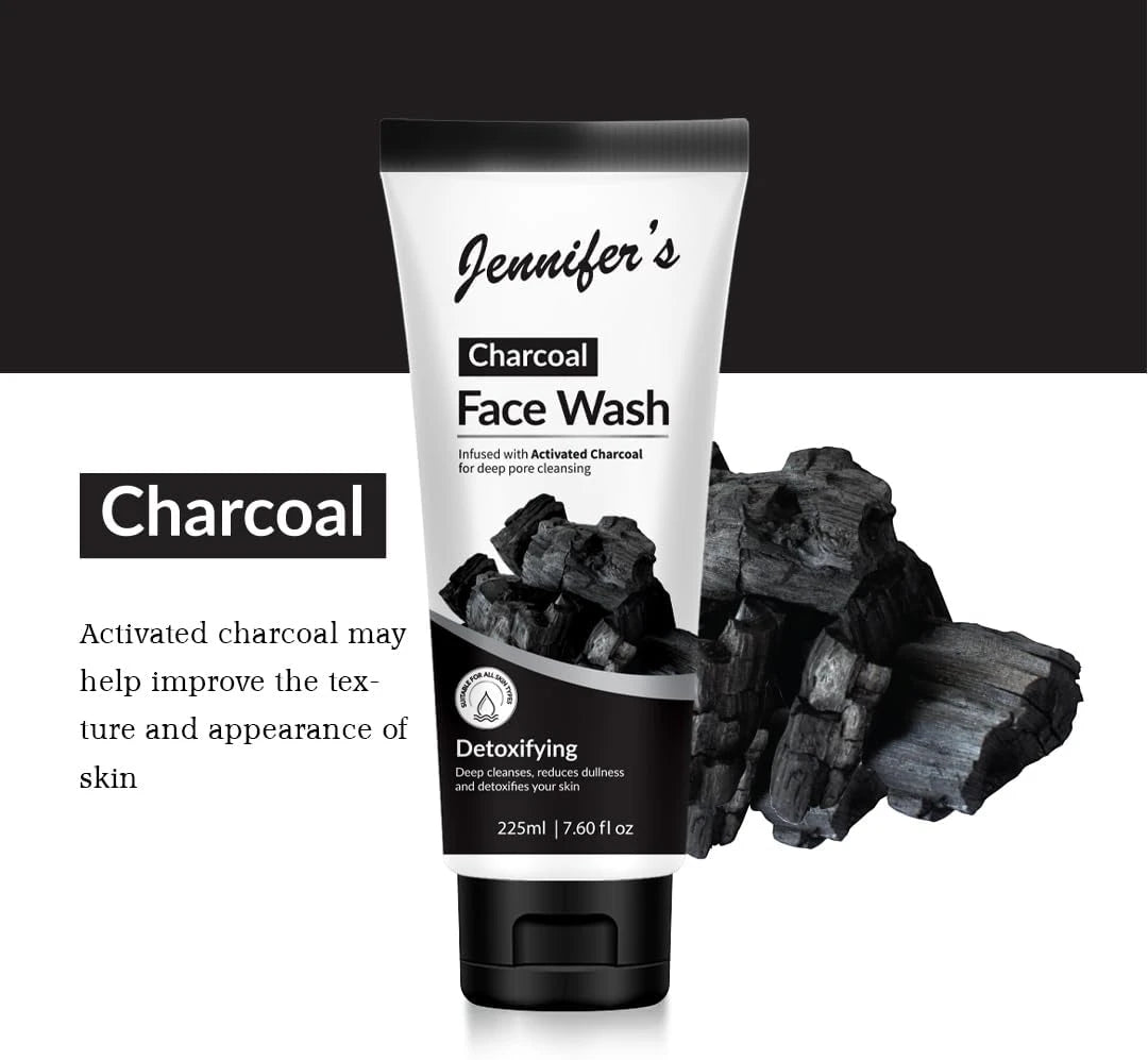 Jennifer’s Activated Charcoal Face Wash – 225ML | Deep Cleansing & Detoxifying Cleanser for Clearer, Radiant Skin | For All Skin Types - Damoo