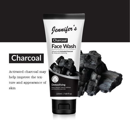 Jennifer’s Activated Charcoal Face Wash – 225ML | Deep Cleansing & Detoxifying Cleanser for Clearer, Radiant Skin | For All Skin Types - Damoo