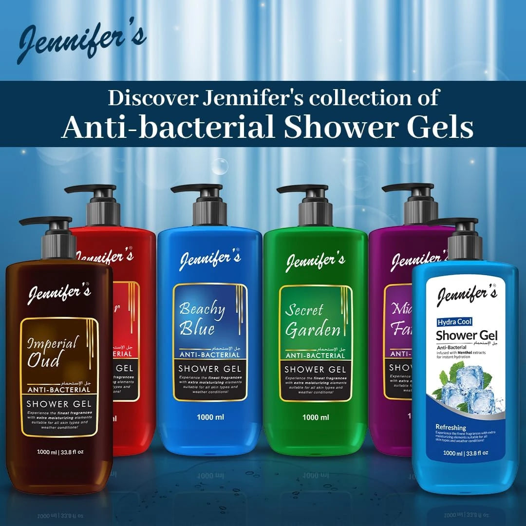 Jennifer’s Forever Red Anti-Bacterial Shower Gel – 1 Liter | Extra Moisturizing Body Wash for All Skin Types | Deep Cleanse + Hydration for All Seasons - Damoo