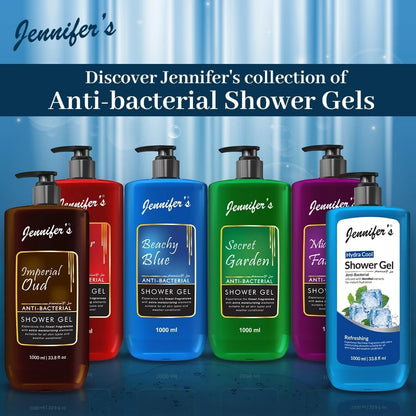 Jennifer’s Forever Red Anti-Bacterial Shower Gel – 1 Liter | Extra Moisturizing Body Wash for All Skin Types | Deep Cleanse + Hydration for All Seasons - Damoo