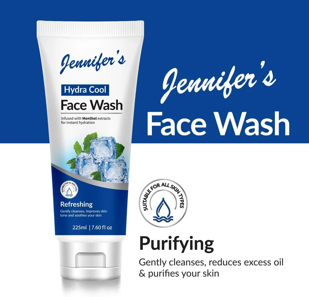 Jennifer’s Hydra Cool Mint Face Wash – 225ML | Instant Hydration with Menthol Extracts | Refreshing Cleanser for All Skin Types - Damoo