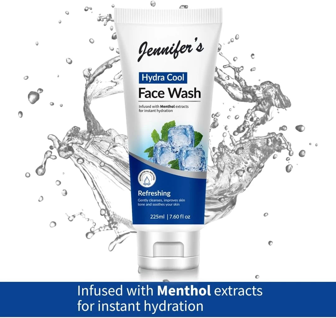 Jennifer’s Hydra Cool Mint Face Wash – 225ML | Instant Hydration with Menthol Extracts | Refreshing Cleanser for All Skin Types - Damoo