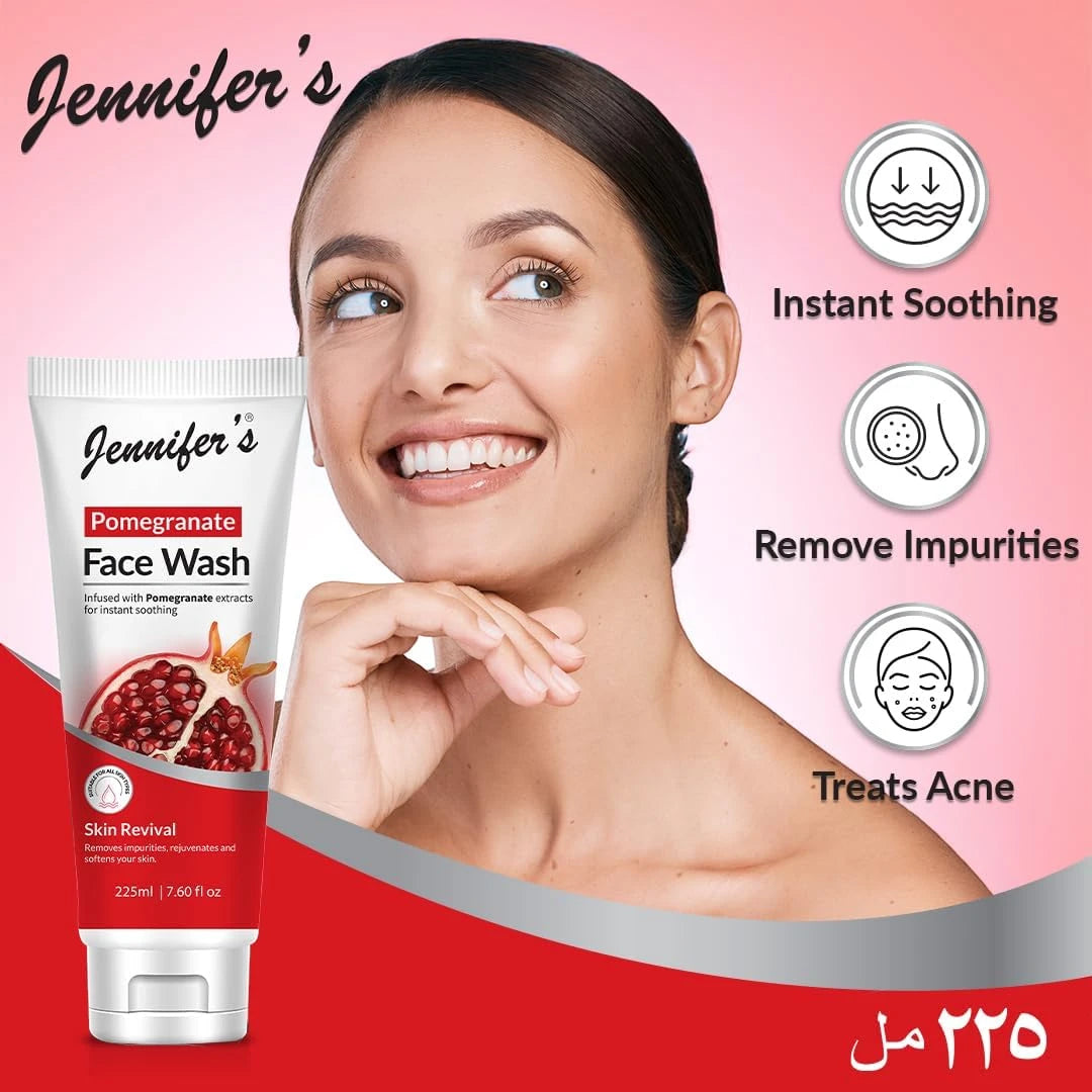 Jennifer’s Pomegranate Face Wash – 225ML | Deep Cleansing, Hydrating & Skin-Reviving for All Skin Types - Damoo