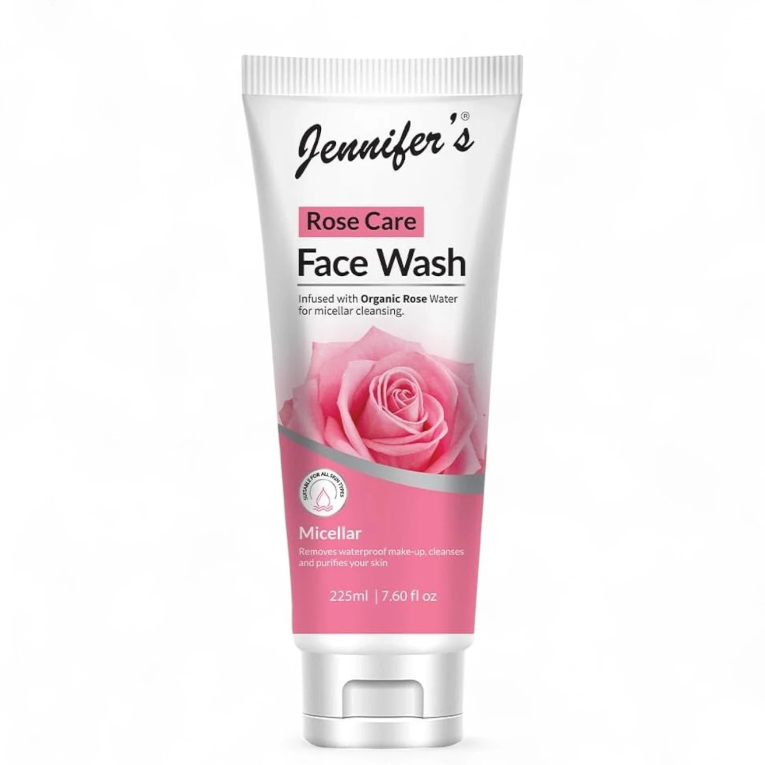 Jennifer's Rose Care Face Wash – 225ml | Infused with Organic Rose Water & Micellar Technology | Removes Waterproof Makeup, Deeply Cleanses & Hydrates | For All Skin Types - Damoo