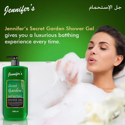 Jennifer's Secret Garden Anti-Bacterial Shower Gel – 1L (Pack of 3) | Deep Cleansing & Extra Moisturizing Body Wash | All Skin Types | Year-Round Skin Protection - Damoo