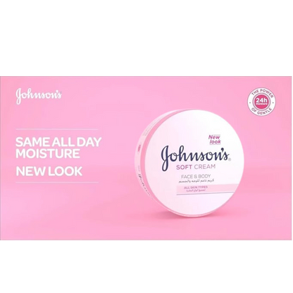 Johnson’s 24 Hour Moisture Soft Cream with Shea Butter + Ayur Soap | Deep Hydration for Dry Skin | 200ml - Damoo