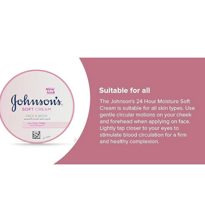 Johnson’s 24 Hour Moisture Soft Cream with Shea Butter + Ayur Soap | Deep Hydration for Dry Skin | 200ml - Damoo