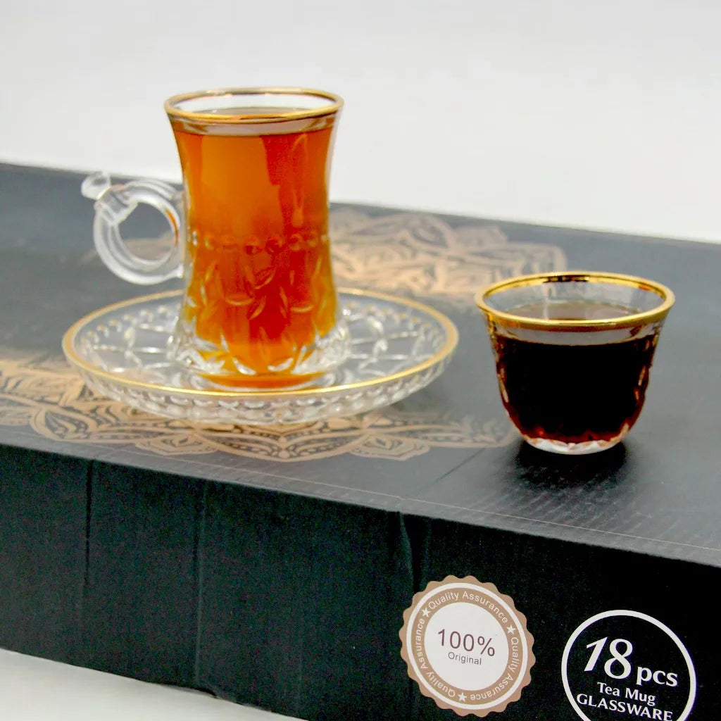 Joliano 18-Piece Elegant Tea Mug Glassware Set – Premium Quality Glass, Stylish Handle Design, Perfect for Tea – Ideal for Home, Cafés, and Special Occasions - Damoo